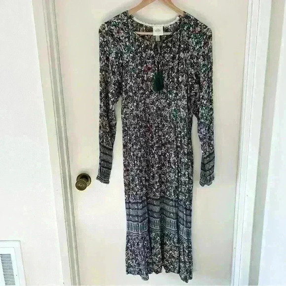 Knox Rose Dresses & Skirts - Knox Rose Sz S Womens Green Floral Maxi Dress Prairie Coastal Boho